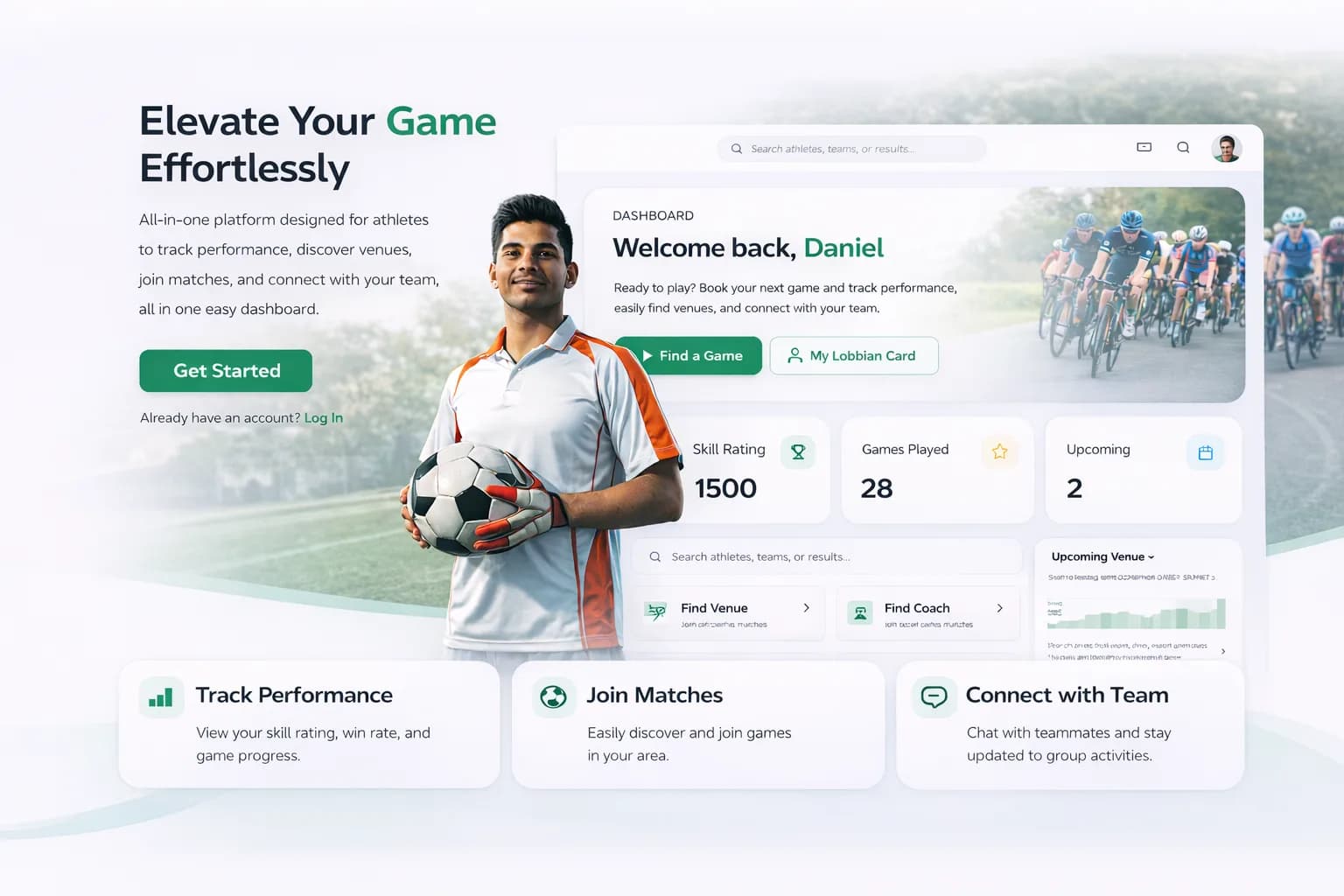 For Players — turf booking and sports venue features on LOBBI